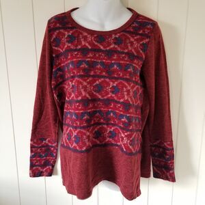 Oddy Women's Sweater Top Size Large Geometric Boho Artsy Long Sleeve